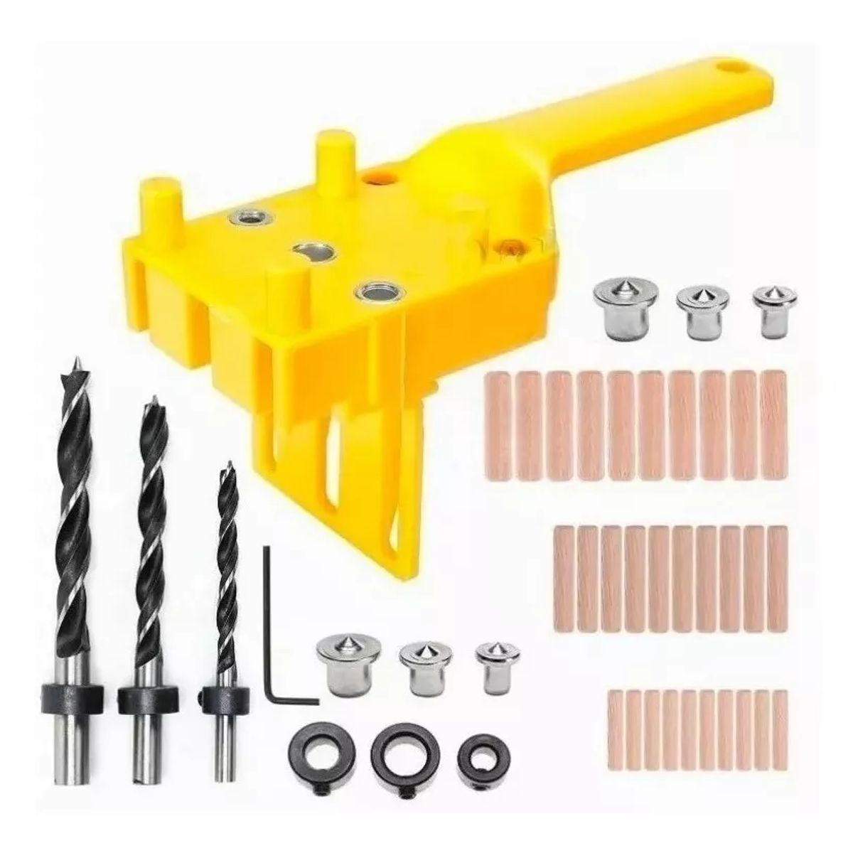 GENERICO - Set 41 Guia Plantilla Para Tarugos De Madera Amarrillo