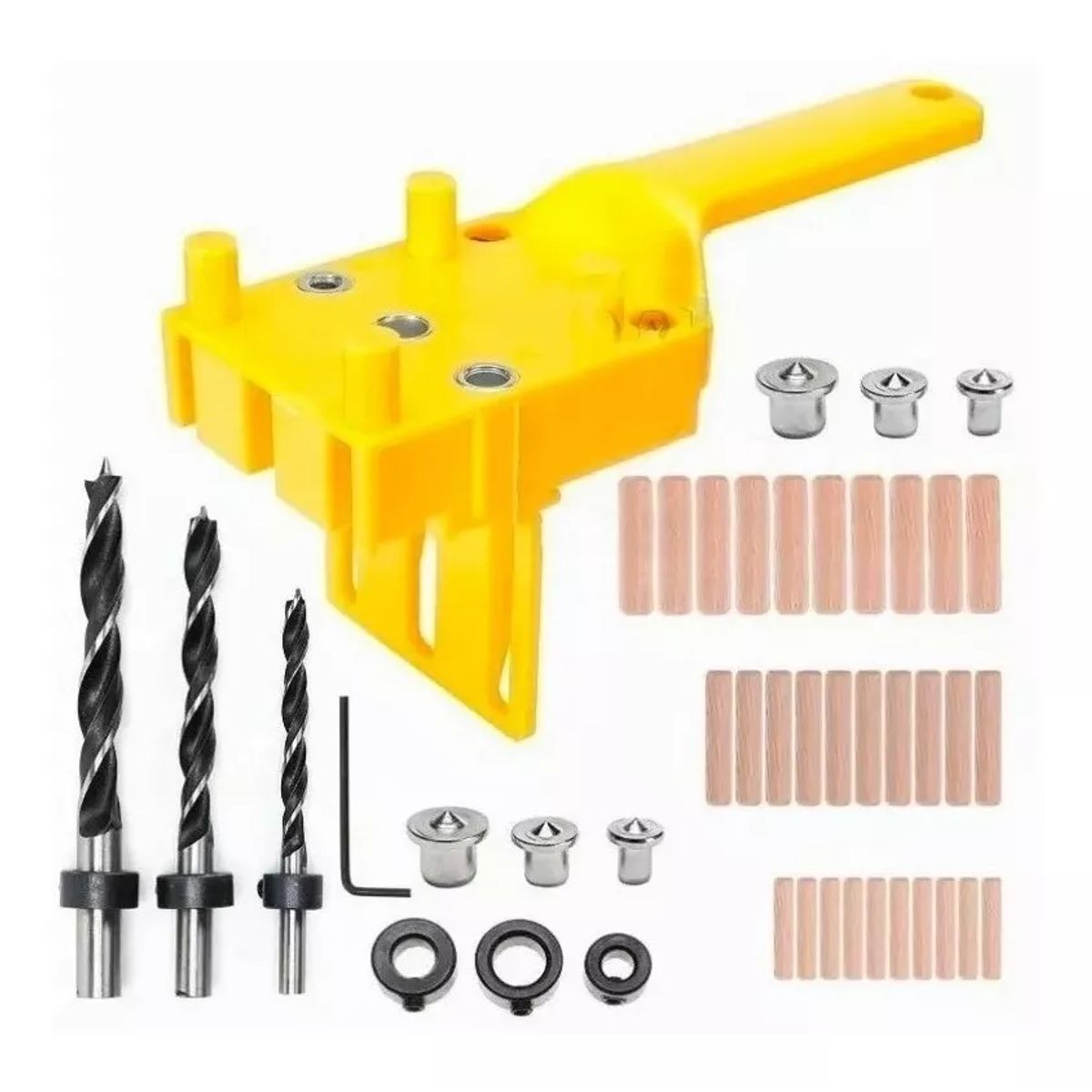 GENERICO - Set 41 Guia Plantilla Para Tarugos De Madera Amarrillo