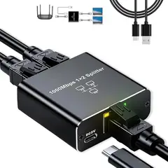 KUANGYE - Adaptador Ethernet,divisor De Red Rj45 Puerto 1 Dividido 2