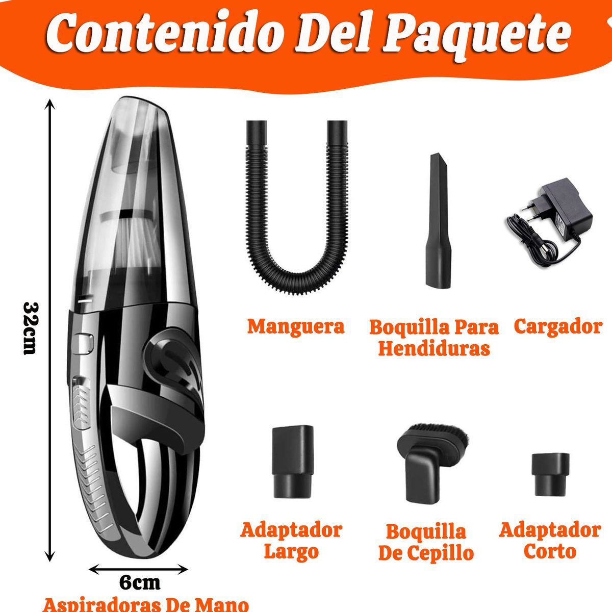 Aspiradora De Mano Sin Cable Potente Para Hogar Coche Oficina, marca GENERICO - Foto 2