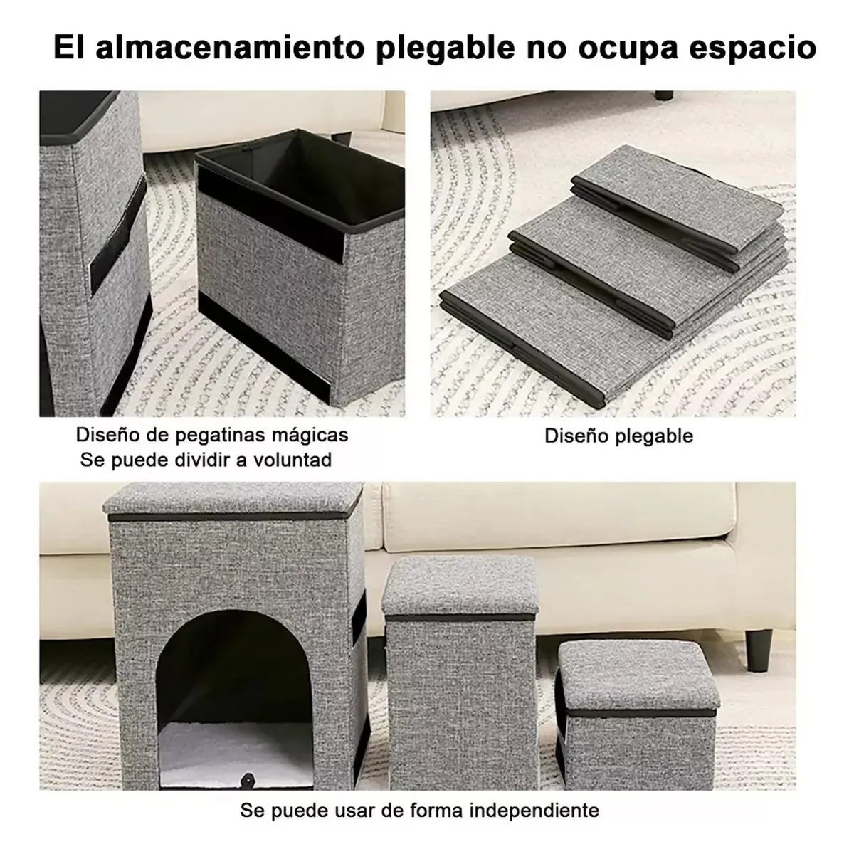 EVERSO - Escalera Mascota Perro Gato Con Almacenamiento Plegable Gris