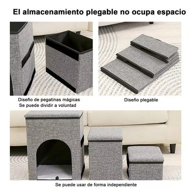 Imagen 2 del producto Escalera Mascota Perro Gato Con Almacenamiento Plegable Gris