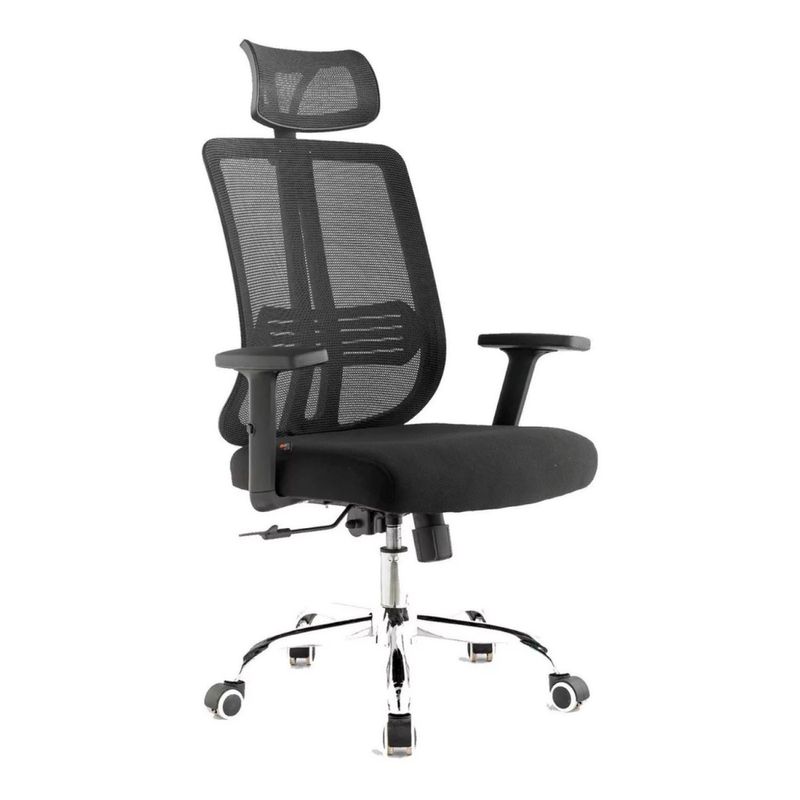 PANDALINO - Silla Oficina Ergonómica Flexa Negra - Apoyabrazos y Reposacabezas Ajustable