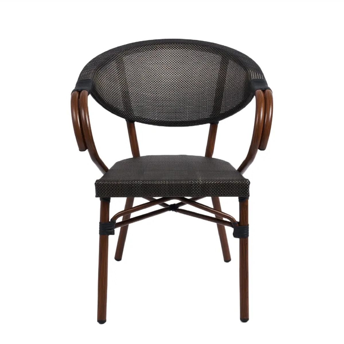 CORI CORI - Silla Bistro Parisina Textileno con Reposabrazos Cafe Oscuro