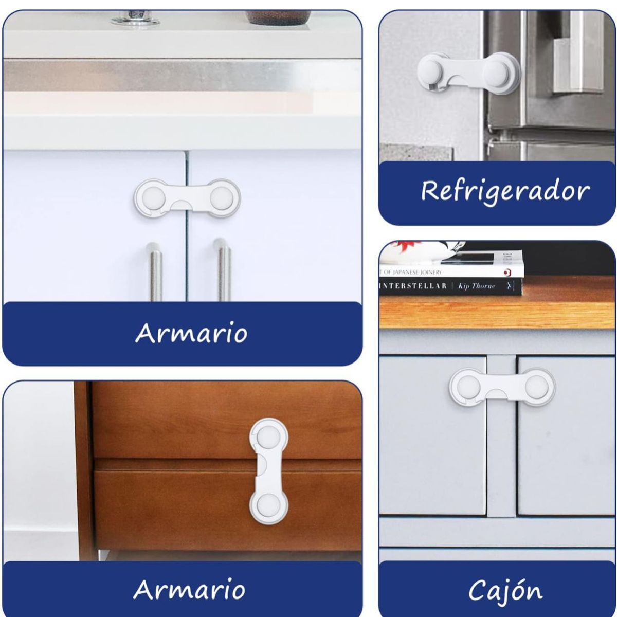 GENERICO - Cerradura Proteccion De Cajones Bebe Trabapuertas Seguridad