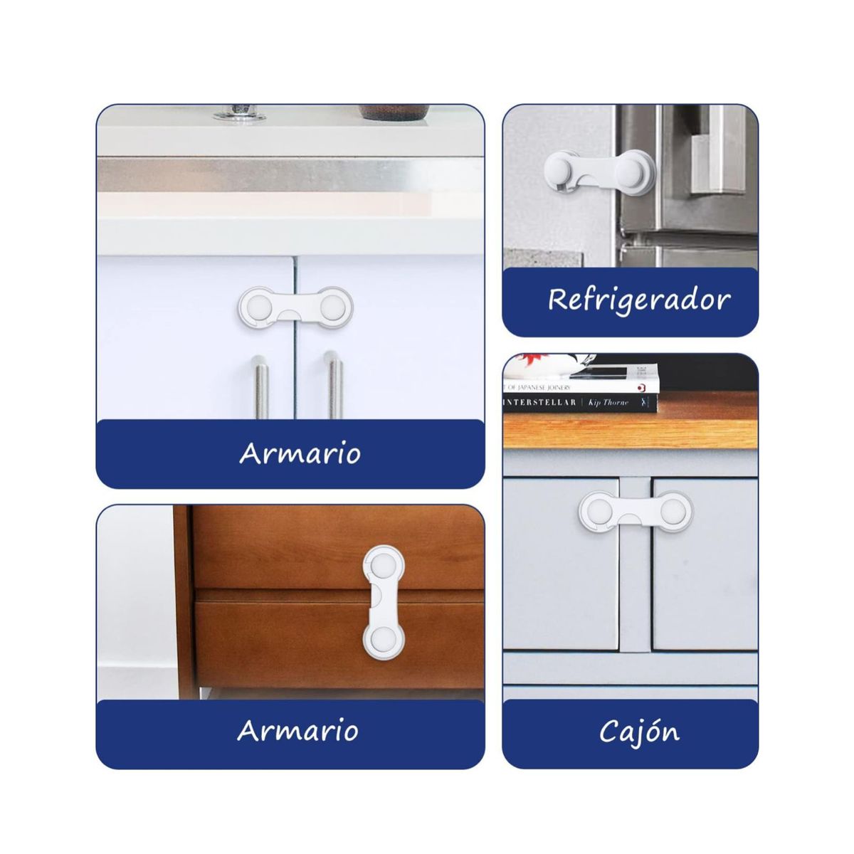 GENERICO - Cerradura Proteccion De Cajones Bebe Trabapuertas Seguridad