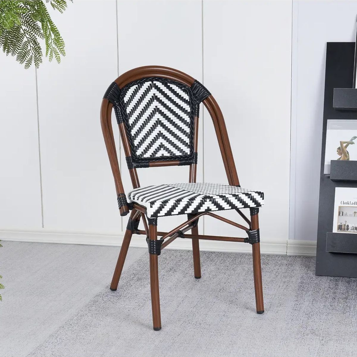 CORI CORI - Silla Bistro Parisina Textileno Blanca con Negro