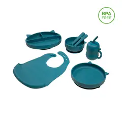 CARESTINO - Set De Alimentación Gatito Azul Petroleo