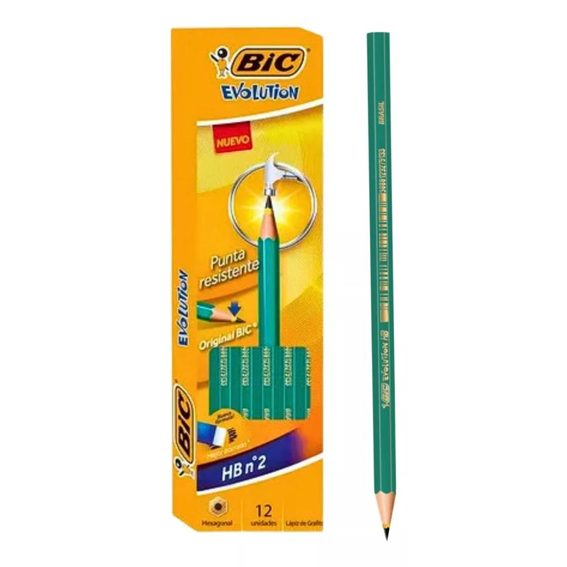 GENERICO - Lápiz Grafito BIC Evolution HB 2 Sin Goma Pack 12 Unidades