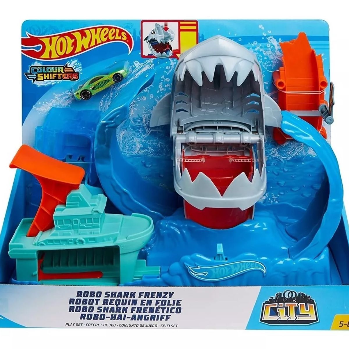 HOT WHEELS - Pista Hot Wheels Robo Tiburon Auto Cambia Color Gjl12 Mattel