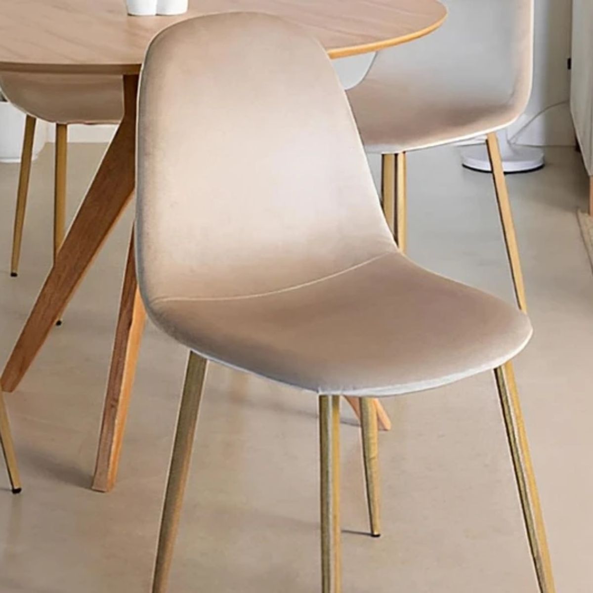 CORI CORI - Silla Scoop Wood Velvet Beige