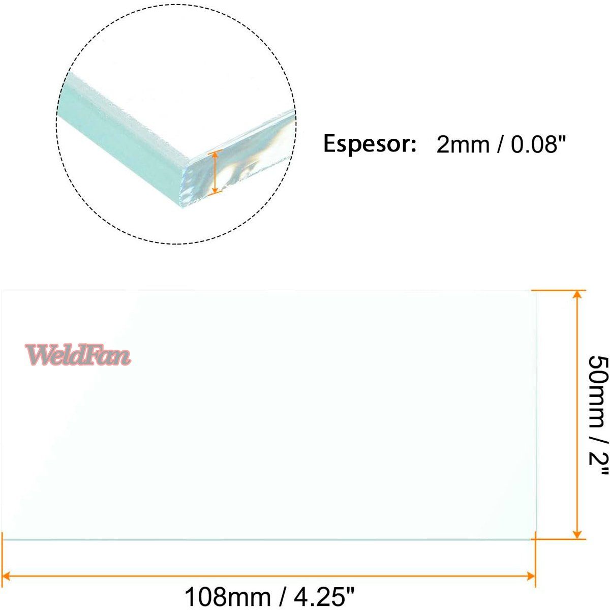 GENERICO - Vidrio Transparente Para Máscara Soldar / Vidrio Blanco X 10