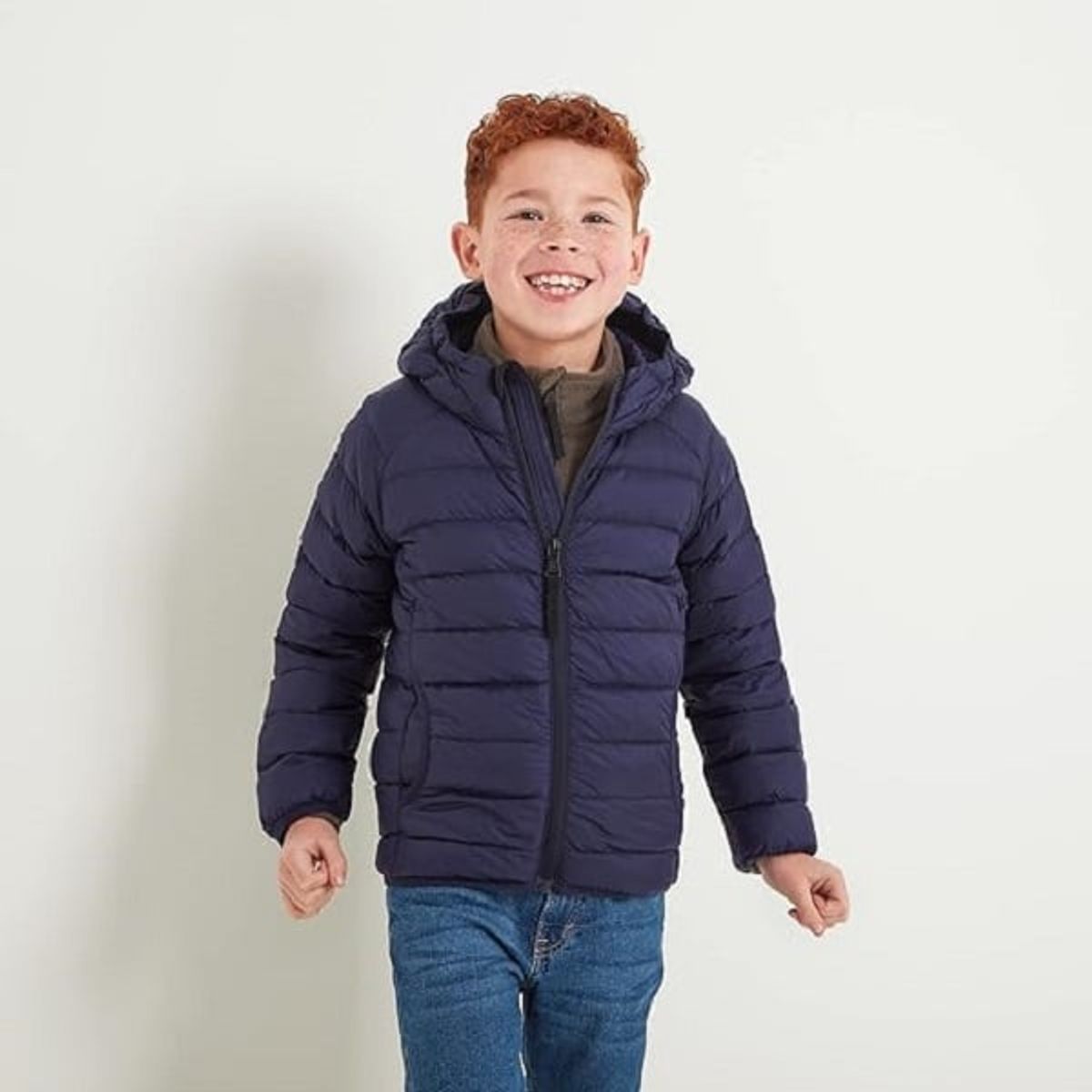 JAYSON - Parka azul niños Colegio Pluma Liviana Chaqueta Acolchada