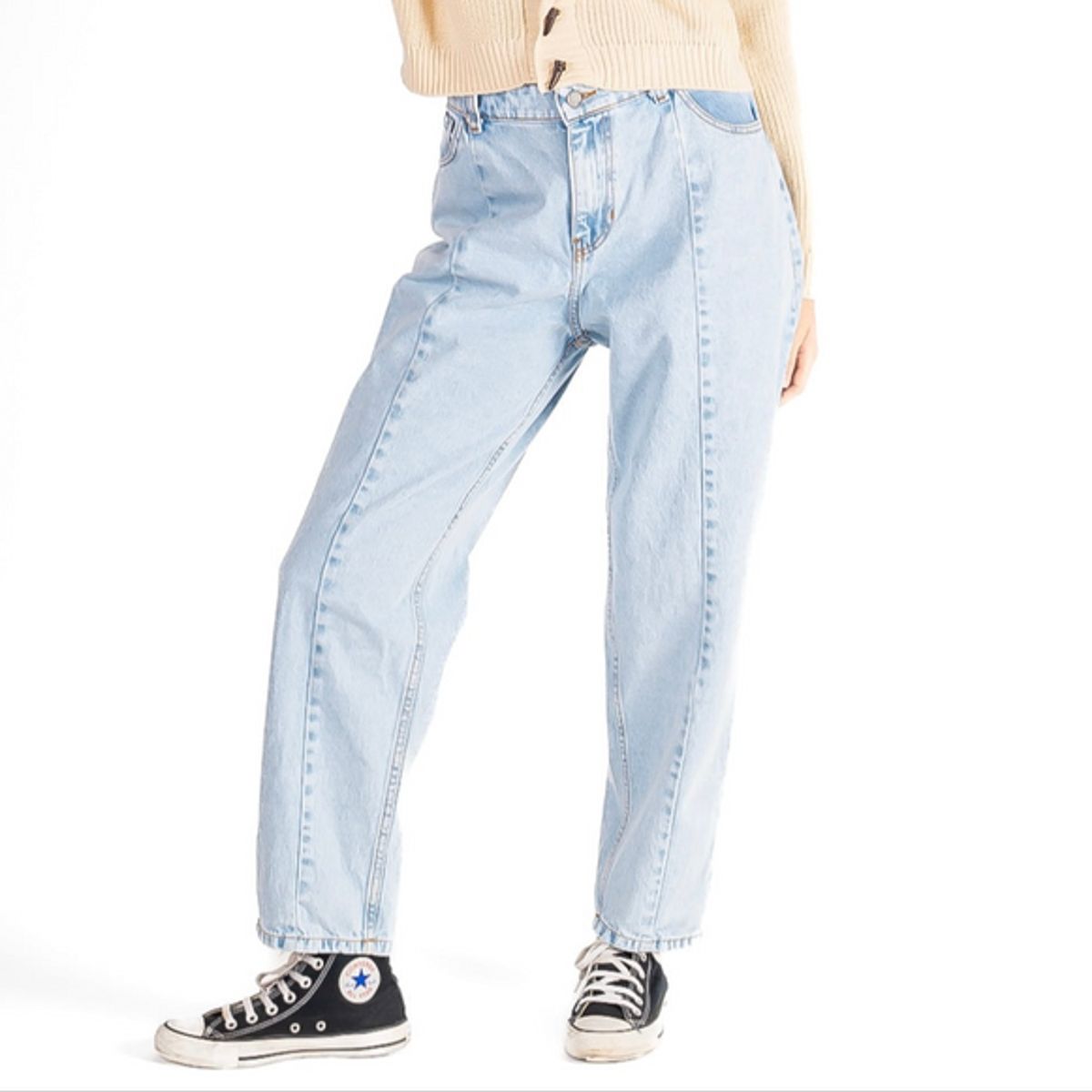 ME QUIERE MUCHO POQUITO NADA - Jeans Mom Celeste Tiro Alto - Influencers - MQM