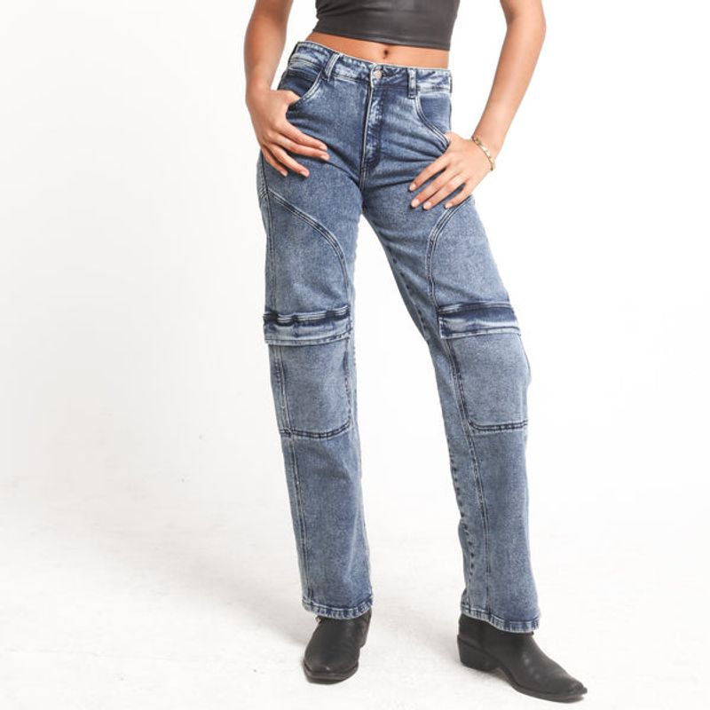 ME QUIERE MUCHO POQUITO NADA - Jeans Carpinteros Azul Wide Leg - Influencers - MQM