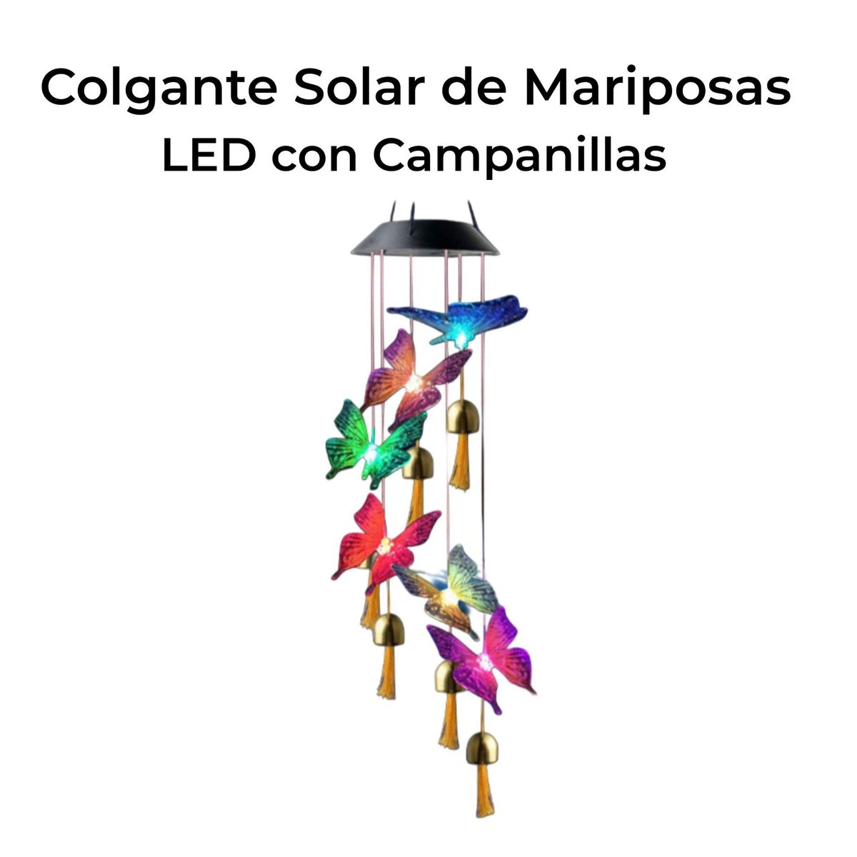 GENERICO - Colgante Solar de Mariposas LED con Campanillas  Regalo Mujer Jardín