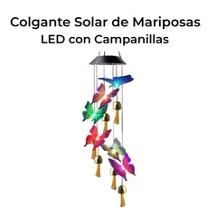 GENERICO - Colgante Solar de Mariposas LED con Campanillas Regalo Mujer Jardín