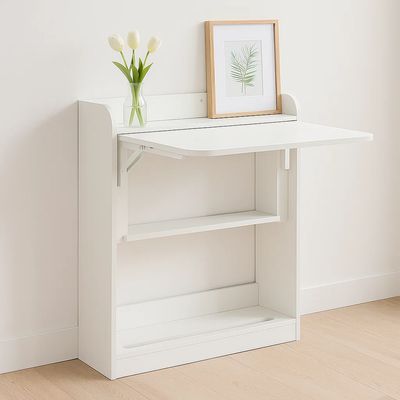 Imagen 2 del producto Escritorio Multifuncional Blanco - Compacto con Estanterías