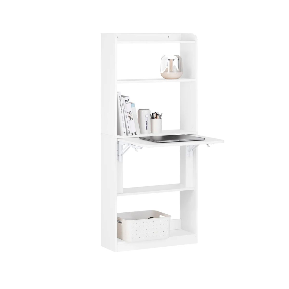 KLIK - Estantería con Escritorio Plegable Compacto - Blanco - Blanco