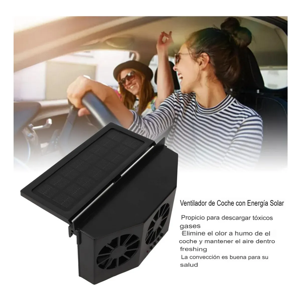 MOVI - Ventilador Solar Para Auto Refrigeración 3 Extractores
