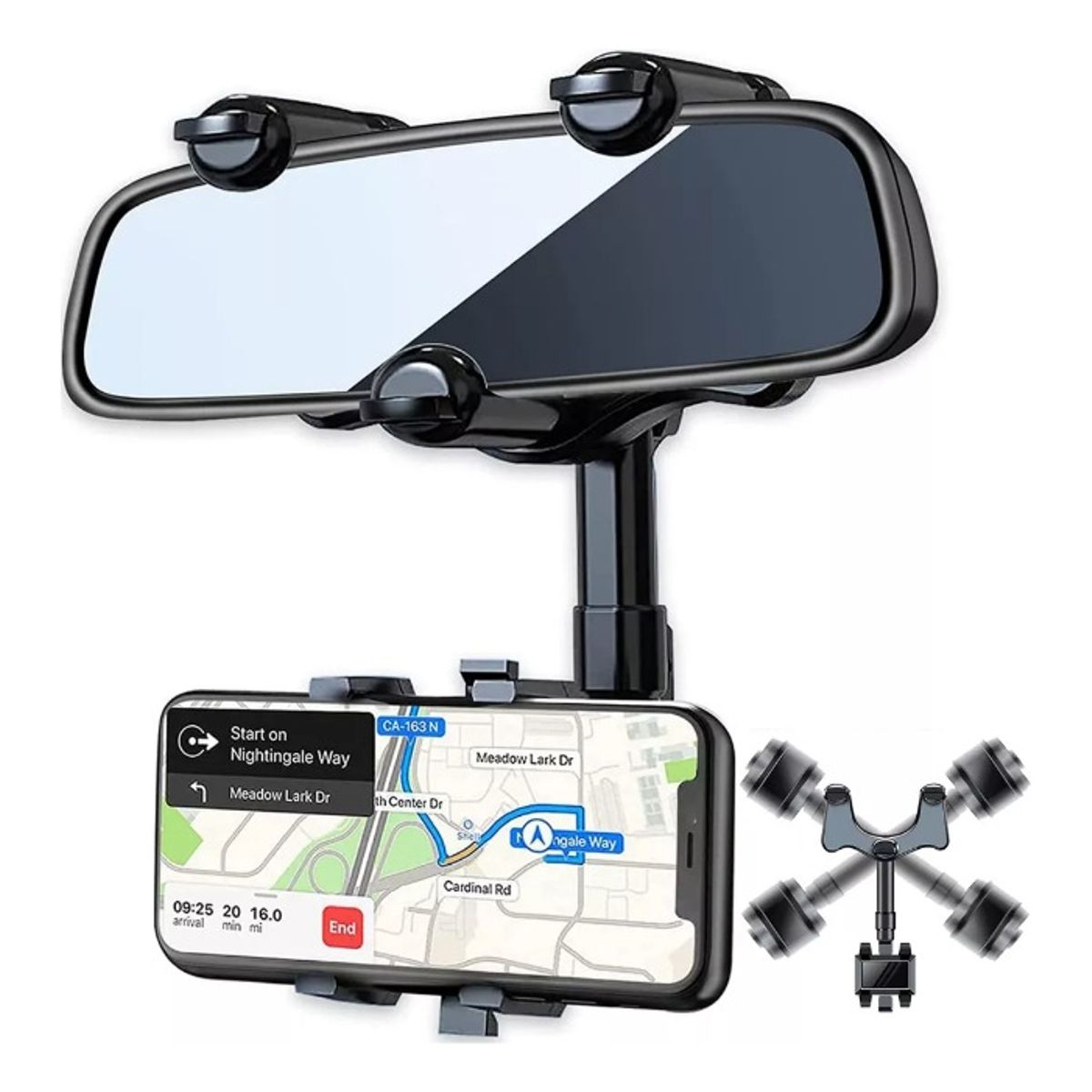 MOVI - Porta Celular para Espejo Retrovisor  Soporte Giratorio 360°