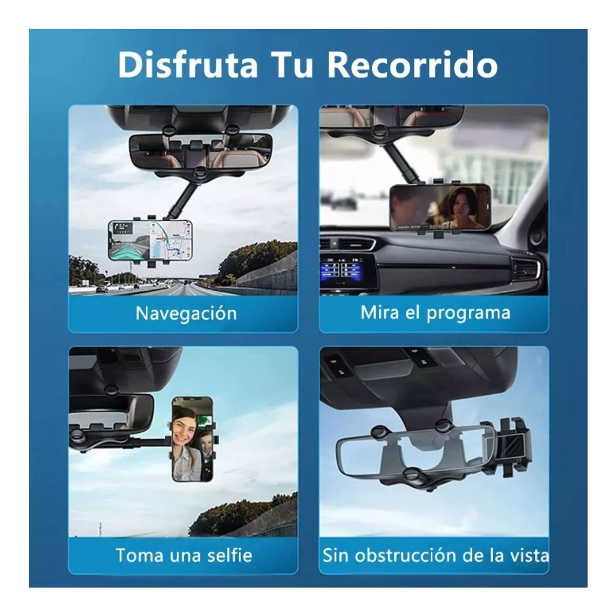 MOVI - Porta Celular para Espejo Retrovisor  Soporte Giratorio 360°