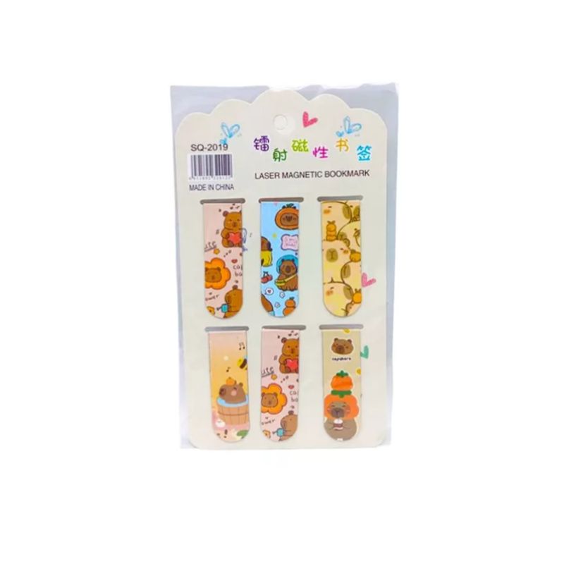 GENERICO - Marca Página Imantado Kawaii Capibara, Set 6 Unidades