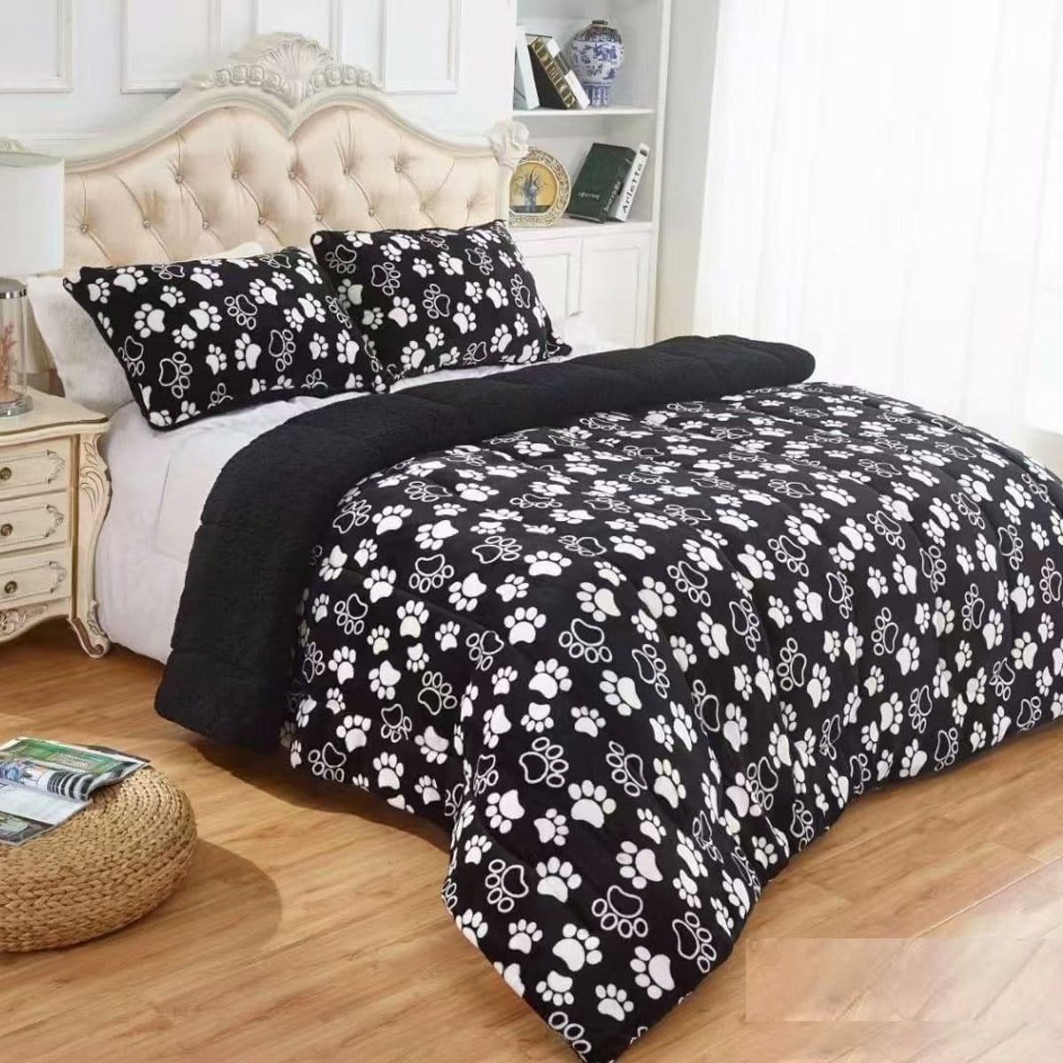 GENERICO - plumon negro patitas 2 plaza plush con chiporro MODERNO ELEGANTE  TFI