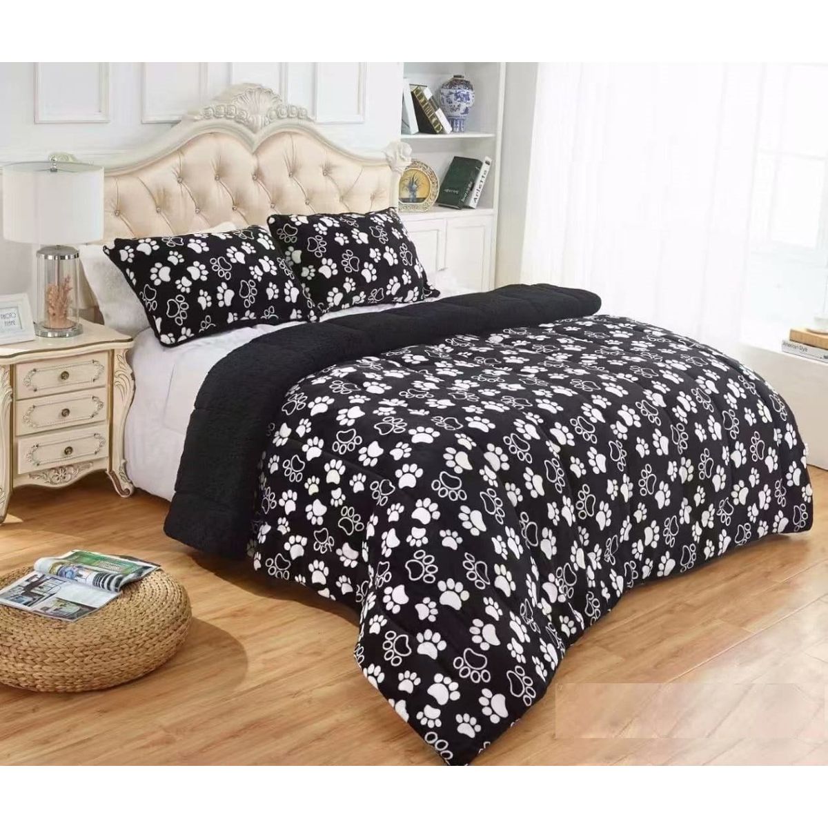 GENERICO - plumon negro patitas 2 plaza plush con chiporro MODERNO ELEGANTE  TFI