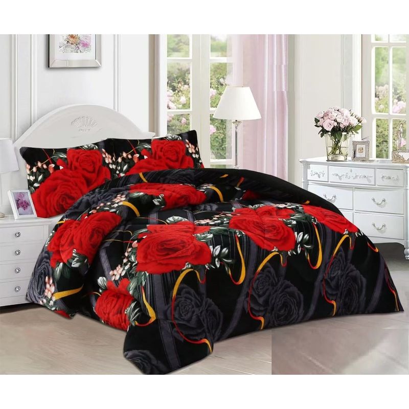 GENERICO - plumon NEGRO ROSA ROJA  2 plaza plush con chiporro TF YH51