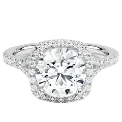 BOOMZAIR - ANILLO DE COMPROMISO EN PLATA RODINADA CON MOISSANITA REDONDA DE 3CT
