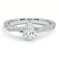 BOOMZAIR - ANILLO DE COMPROMISO TRENZADO CORTE PERA EN PLATA RODINADA