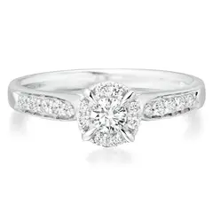 BOOMZAIR - ANILLO DE COMPROMISO HALO CON MOISSANITA Y PLATA RODINADA