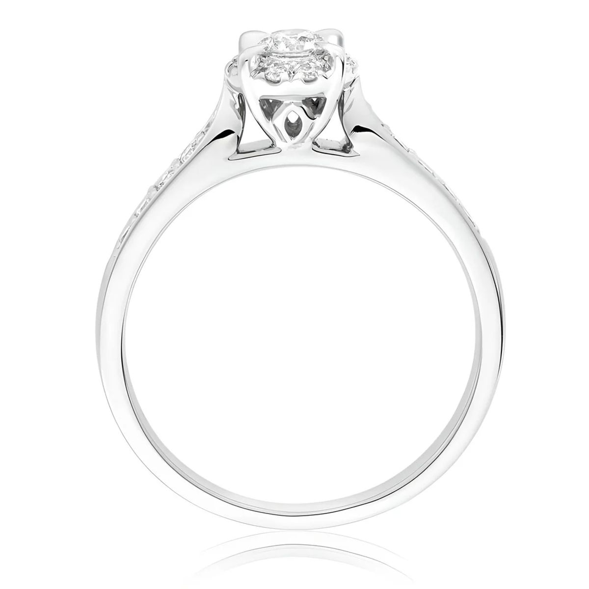 BOOMZAIR - ANILLO DE COMPROMISO HALO CON MOISSANITA Y PLATA RODINADA