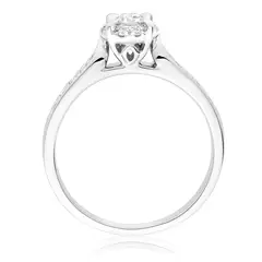 BOOMZAIR - ANILLO DE COMPROMISO HALO CON MOISSANITA Y PLATA RODINADA