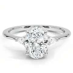 BOOMZAIR - ANILLO DE COMPROMISO CON MOISSANITA OVAL Y PLATA RODINADA