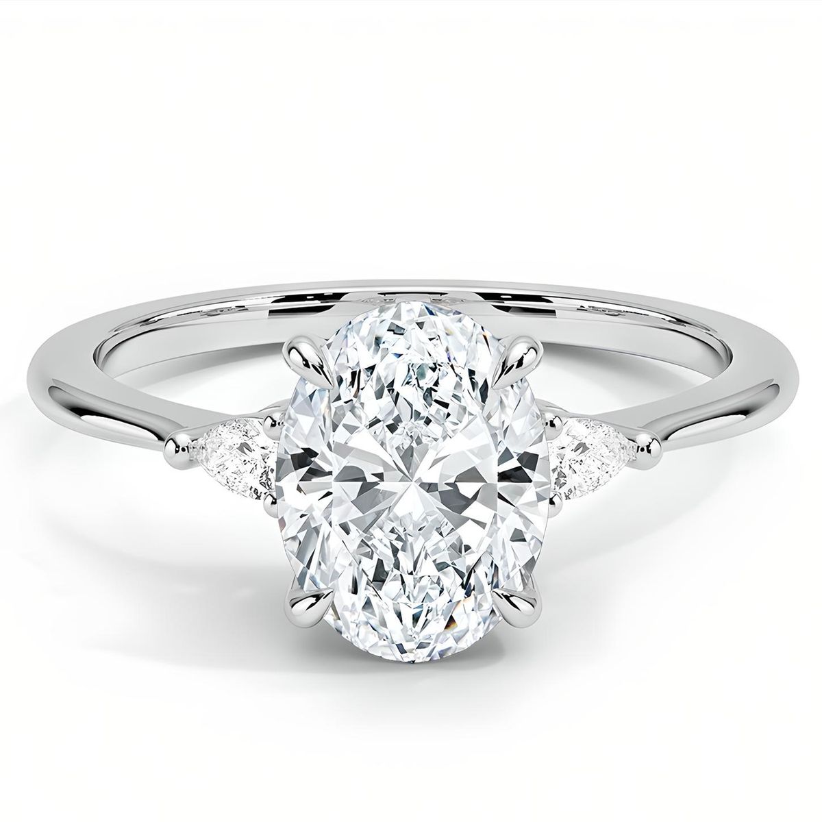 BOOMZAIR - ANILLO DE COMPROMISO CON MOISSANITA OVAL  Y PLATA RODINADA