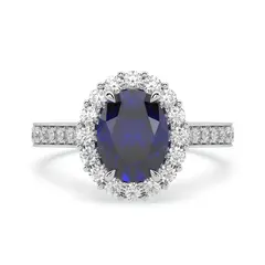 BOOMZAIR - ANILLO DE COMPROMISO MODELO CLASICO CON ZAFIRO NATURAL Y MOISSANITAS