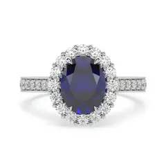 BOOMZAIR - ANILLO DE COMPROMISO MODELO CLASICO CON ZAFIRO NATURAL Y MOISSANITAS