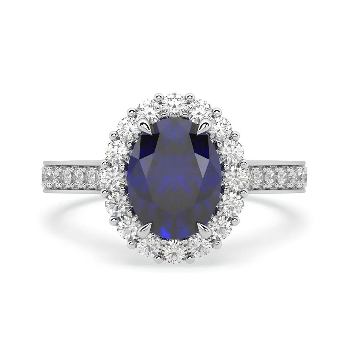 BOOMZAIR - ANILLO DE COMPROMISO MODELO CLASICO CON ZAFIRO NATURAL Y MOISSANITAS