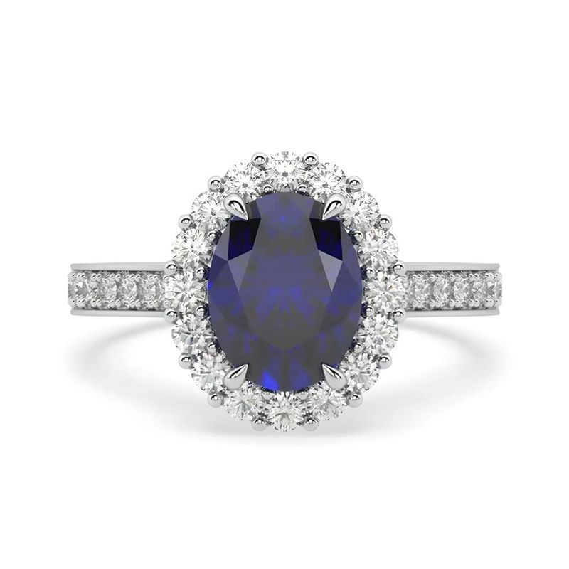 BOOMZAIR - ANILLO DE COMPROMISO MODELO CLASICO CON ZAFIRO NATURAL Y MOISSANITAS