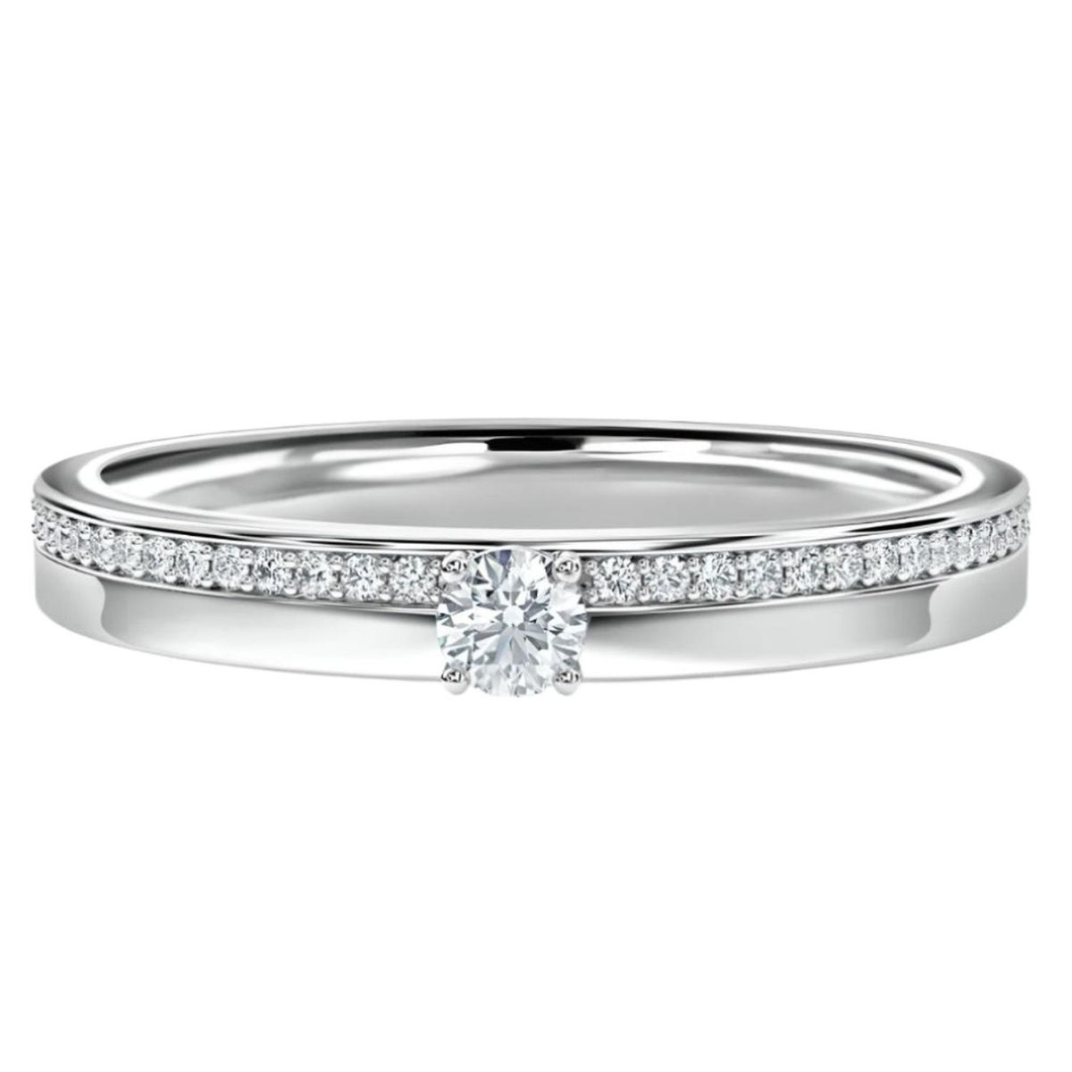 BOOMZAIR - ANILLO DE COMPROMISO ALMA CON MOISSANITAS Y  PLATA LEY RODINADA