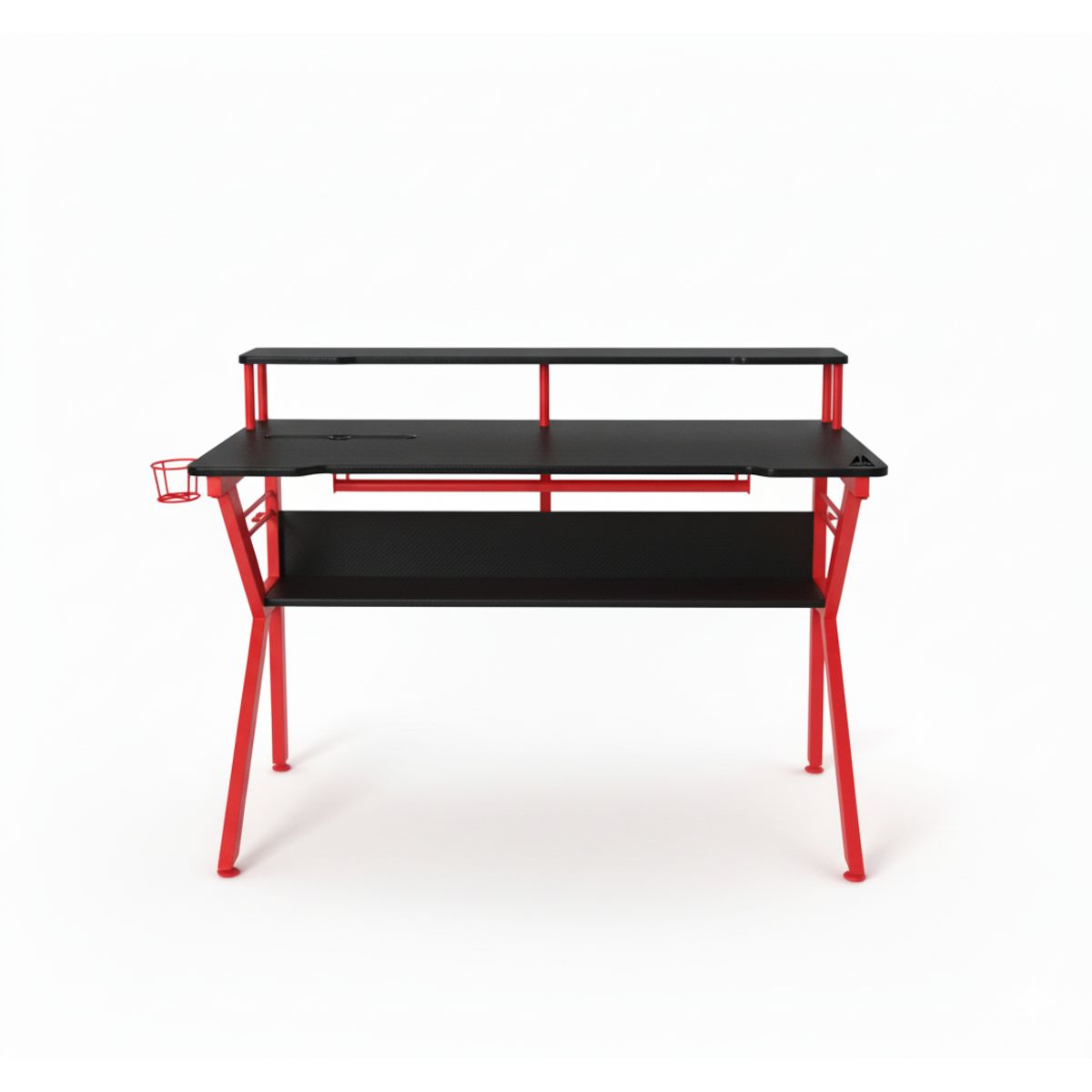 AGUILA - Escritorio Gamer S1945 Dual Pro Efecto Fibra de Carbono con Portavasos y Audífonos - Rojo