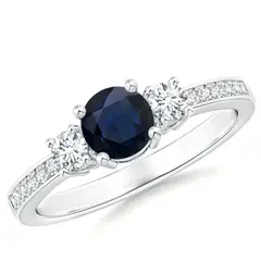 BOOMZAIR - ANILLO DE COMPROMISO TRICILLO DE MOISSANITAS Y ZAFIRO NATURAL