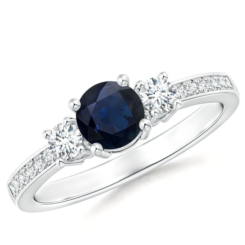 BOOMZAIR - ANILLO DE COMPROMISO TRICILLO DE MOISSANITAS Y ZAFIRO NATURAL