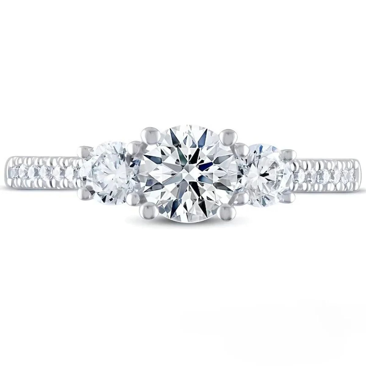 BOOMZAIR - ANILLO DE COMPROMISO MODELO TRILOGÍA DE MOISSANITAS Y PLATA RODINADA