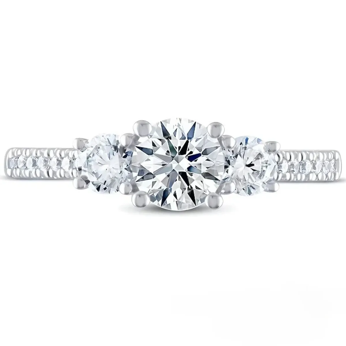 BOOMZAIR - ANILLO DE COMPROMISO MODELO TRILOGÍA DE MOISSANITAS Y PLATA RODINADA