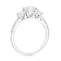 BOOMZAIR - ANILLO DE COMPROMISO MODELO TRILOGÍA DE MOISSANITAS Y PLATA RODINADA