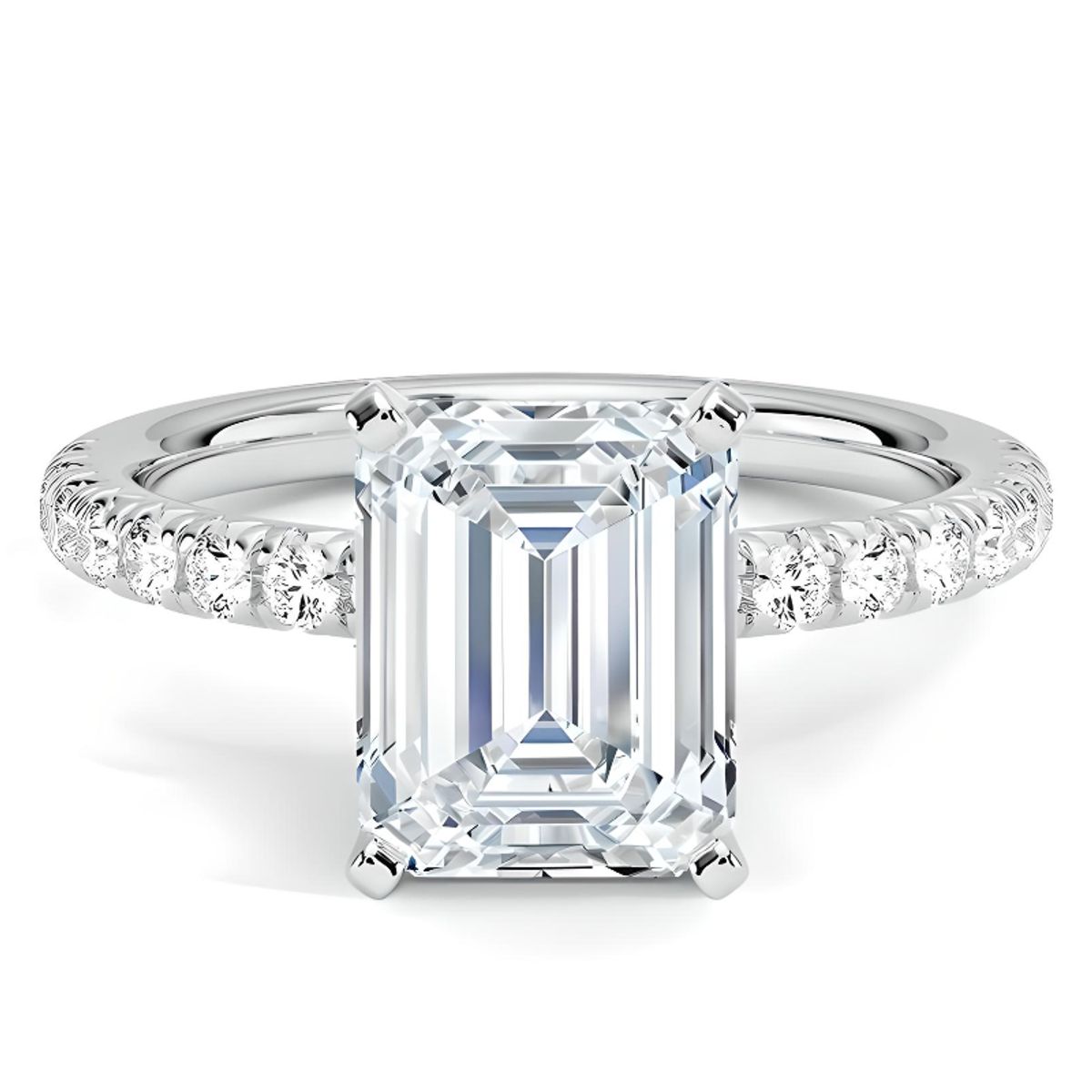 BOOMZAIR - ANILLO DE COMPROMISO CON MOISSANITA EN CORTE ESMERALDA