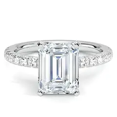 BOOMZAIR - ANILLO DE COMPROMISO CON MOISSANITA EN CORTE ESMERALDA